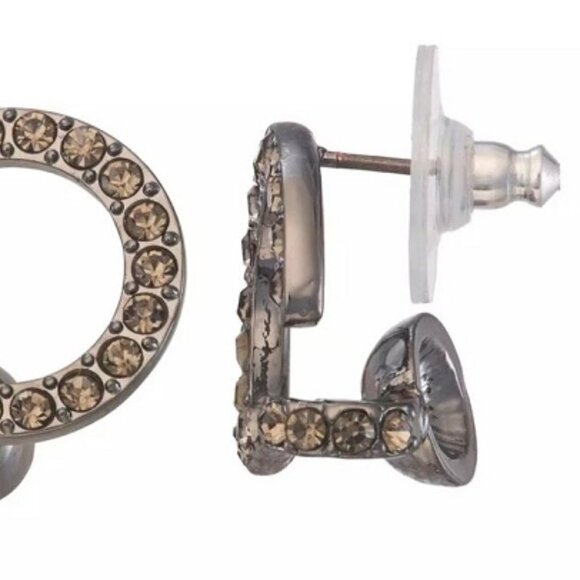 VERA WANG Rocker Gunmetal Gray Crystal Swirl Stud Earrings**NEW! - Picture 2 of 3